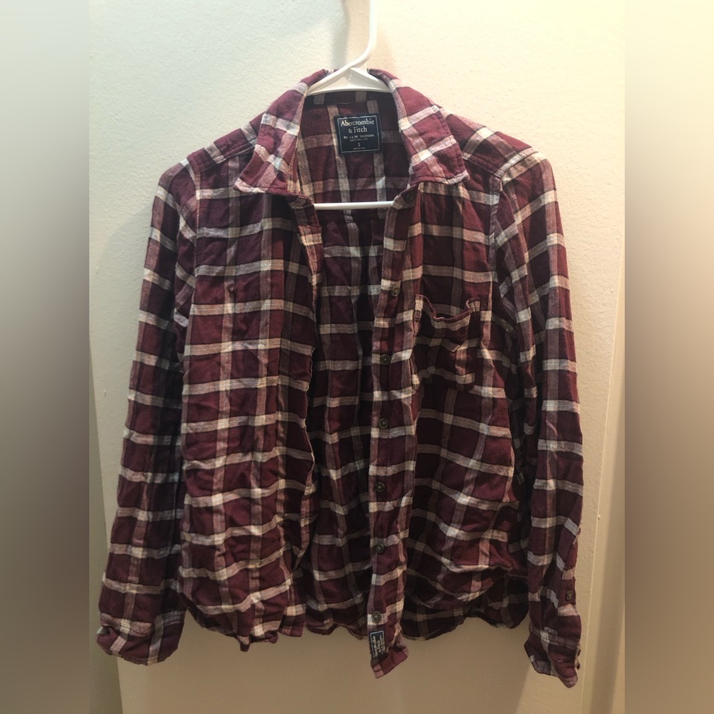 Abercrombie & Fitch Maroon Flannel